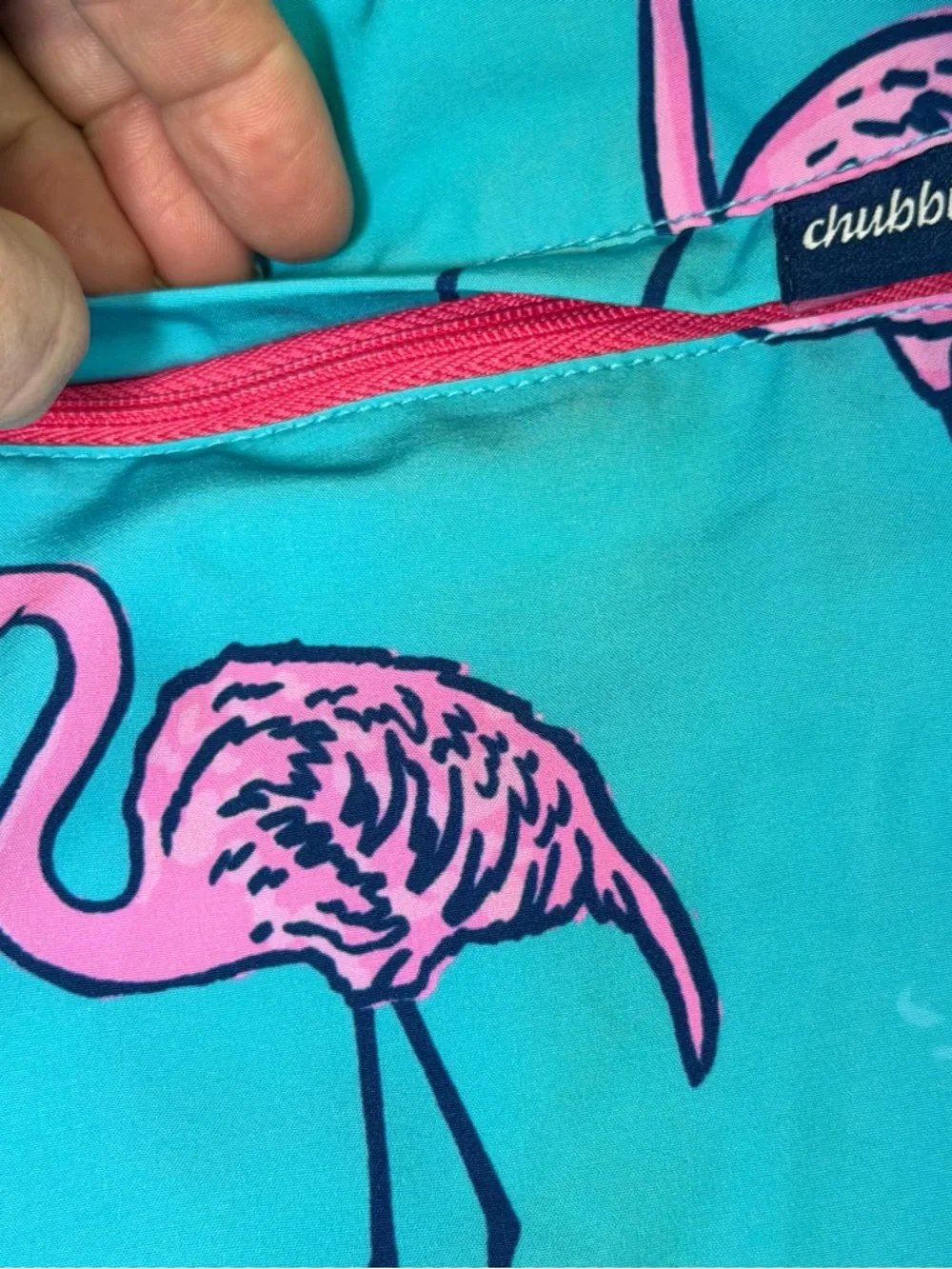 chubbies men’s Teal Swim 5.5 inch Shorts with Pink‎ Flamingo Print size XL